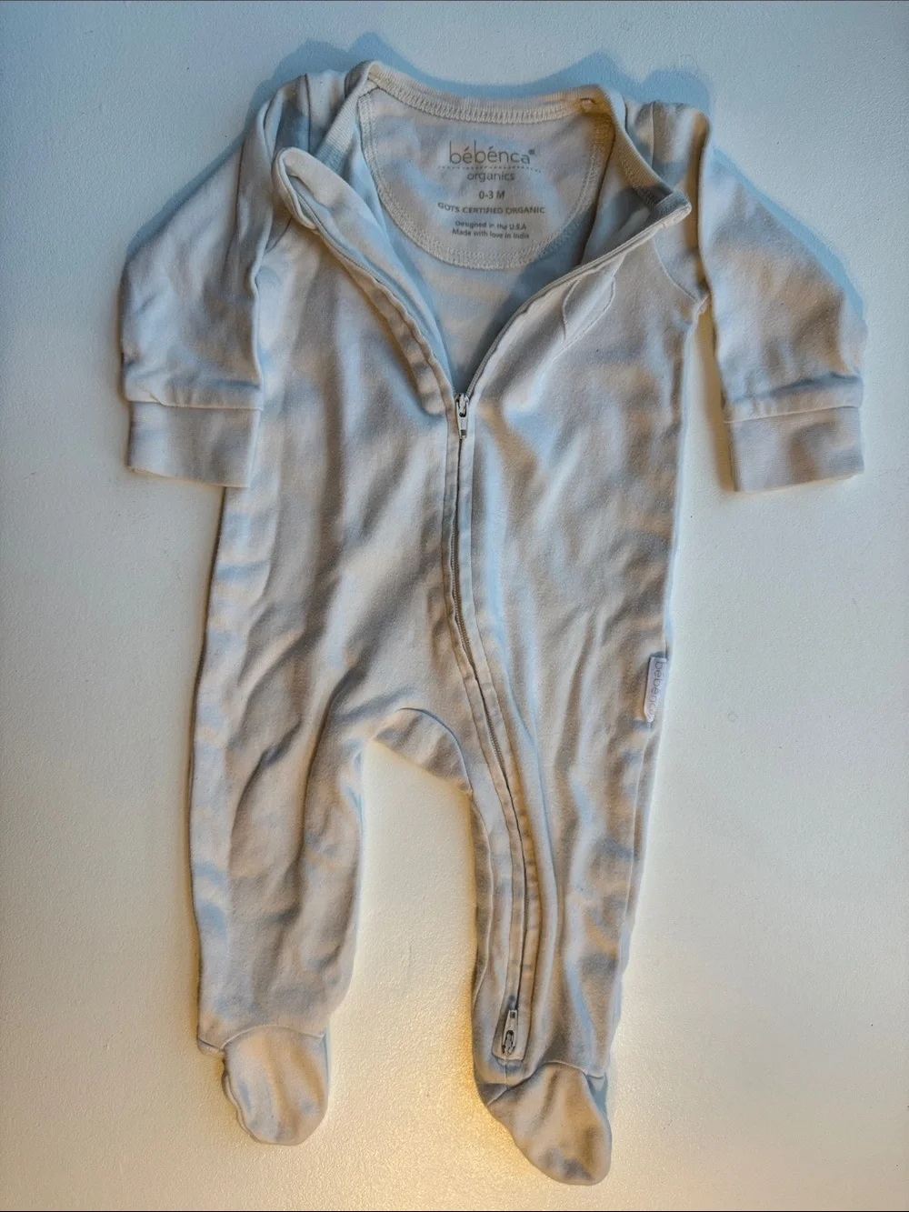 Bébénca Organics Cream Baby Footie Zipper One-Piece
